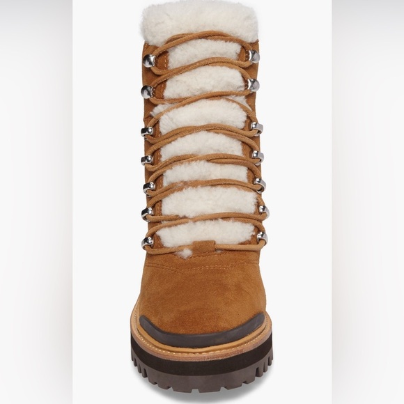 NWT Marc Fisher Shearling Tan Combat Boot Size 8.5 - Picture 4 of 6